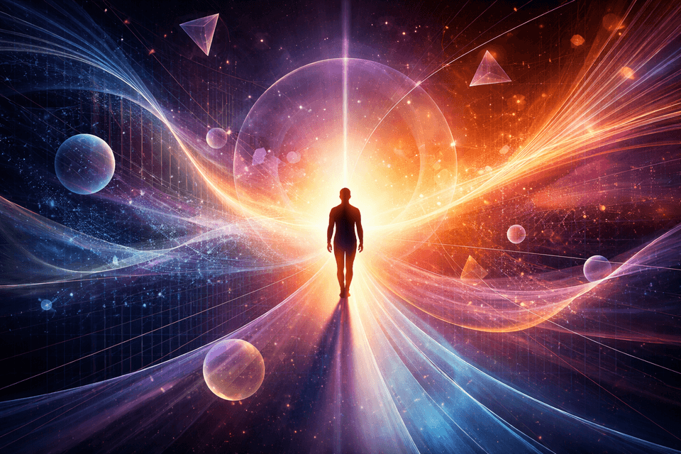 Abstract geometry and gradients suggesting time’s arrow and the observer within the model