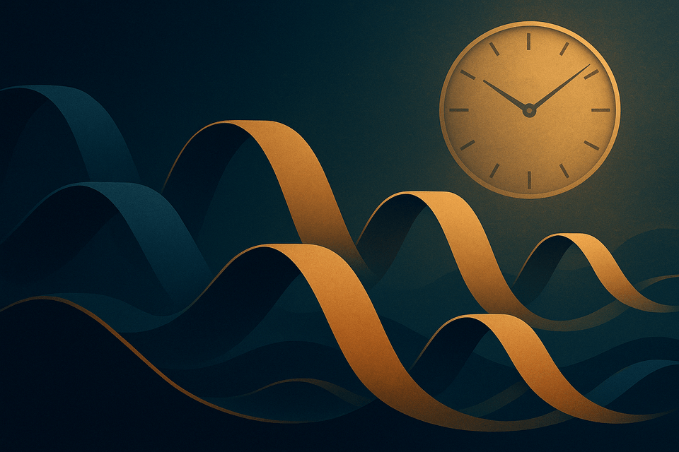 Abstract illustration of repeating historical patterns across time