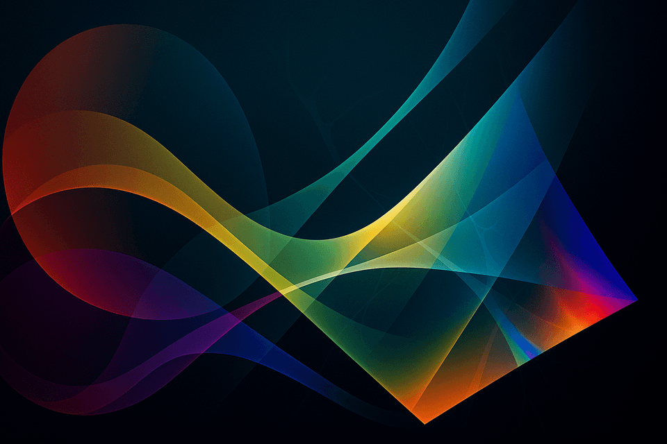 Abstract interplay of colors and shapes suggesting overlapping senses and filtered perception